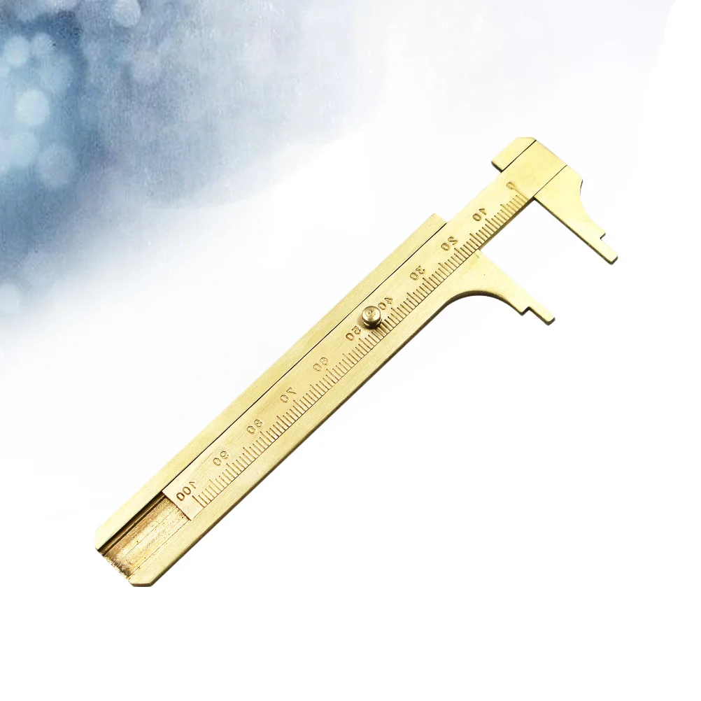 100m Caliper Copper Gauge Caliper Scale Mini Brass Sliding Pocket Caliper(Golden)