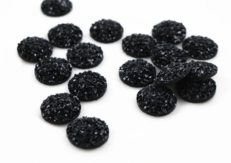 New Fashion 40pcs 12mm Black Color Flat Back Resin Cabochons Cameo  G5-31