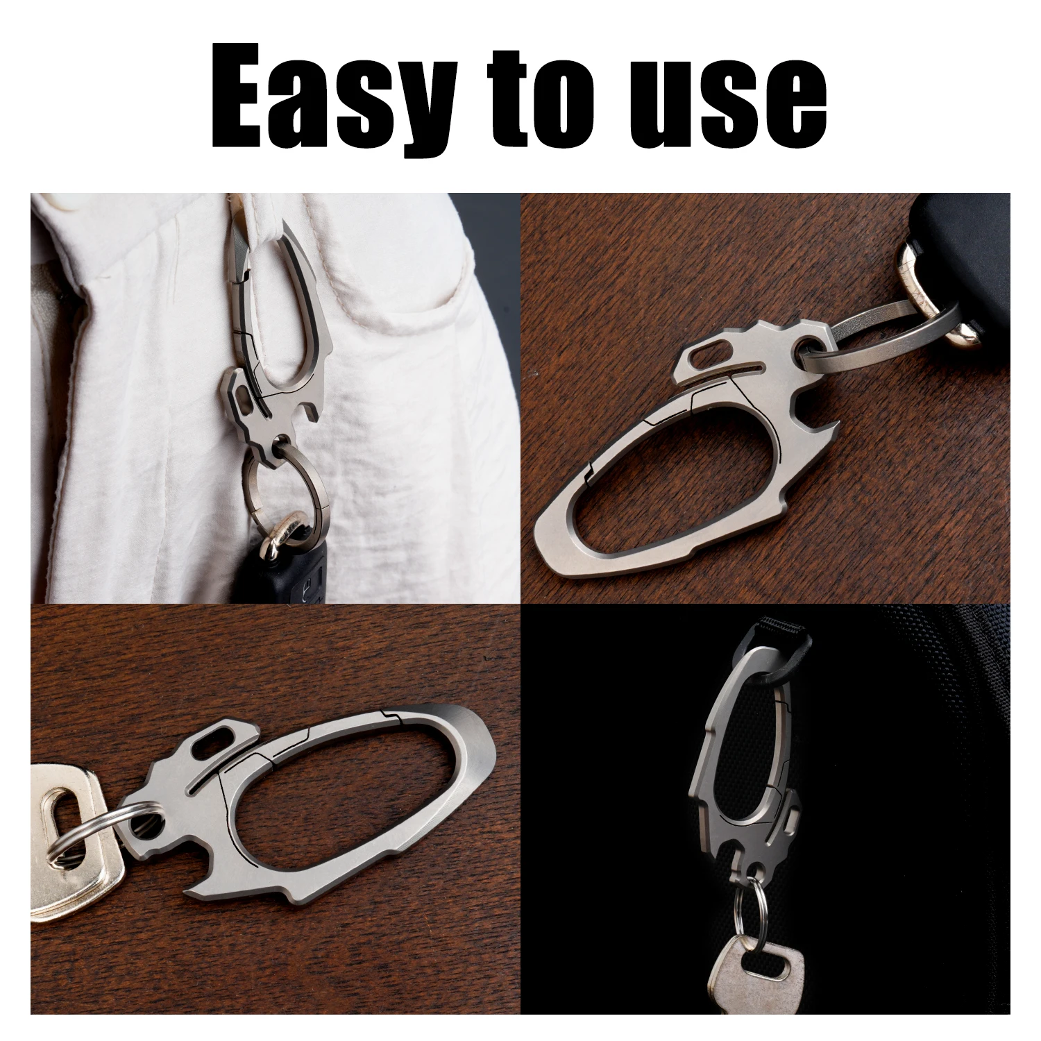Titanium alloy keychain, multifunctional car keychain,side opening keyring, men's keyring, bottle opener, EDC keychain set