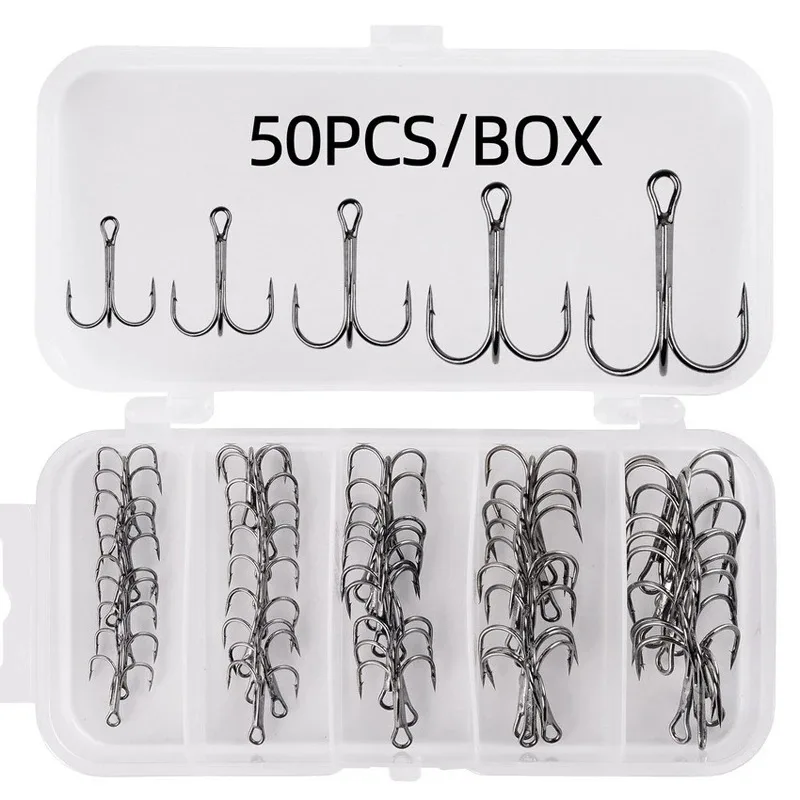 

50 pcs/box Sanben hook set High carbon steel fish hook Luya hook fishing gear soft bait in stock