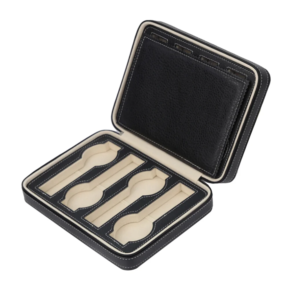 

8 Slots Watch Storage Box Portable Leatherette Case High Quality Lightweight Watch Holder for Home Office Use Black
