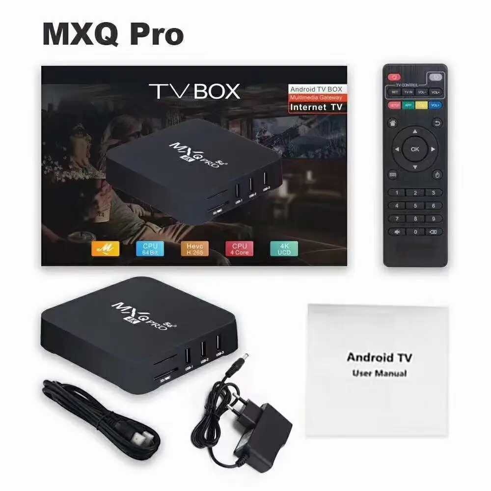 가장 저렴한 MXQ 프로 스마트 TV 박스, 안드로이드 7.0 록칩 미디어 플레이어, 와이파이 셋톱 박스, 1GB, 8GB, 2.4g, 무료 배송