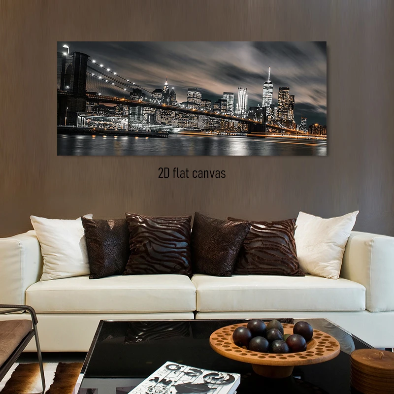 (1PC Unframe)1 piece of New York night scene decoration painting, city scenery home decoration, frameless painting, 2D plan