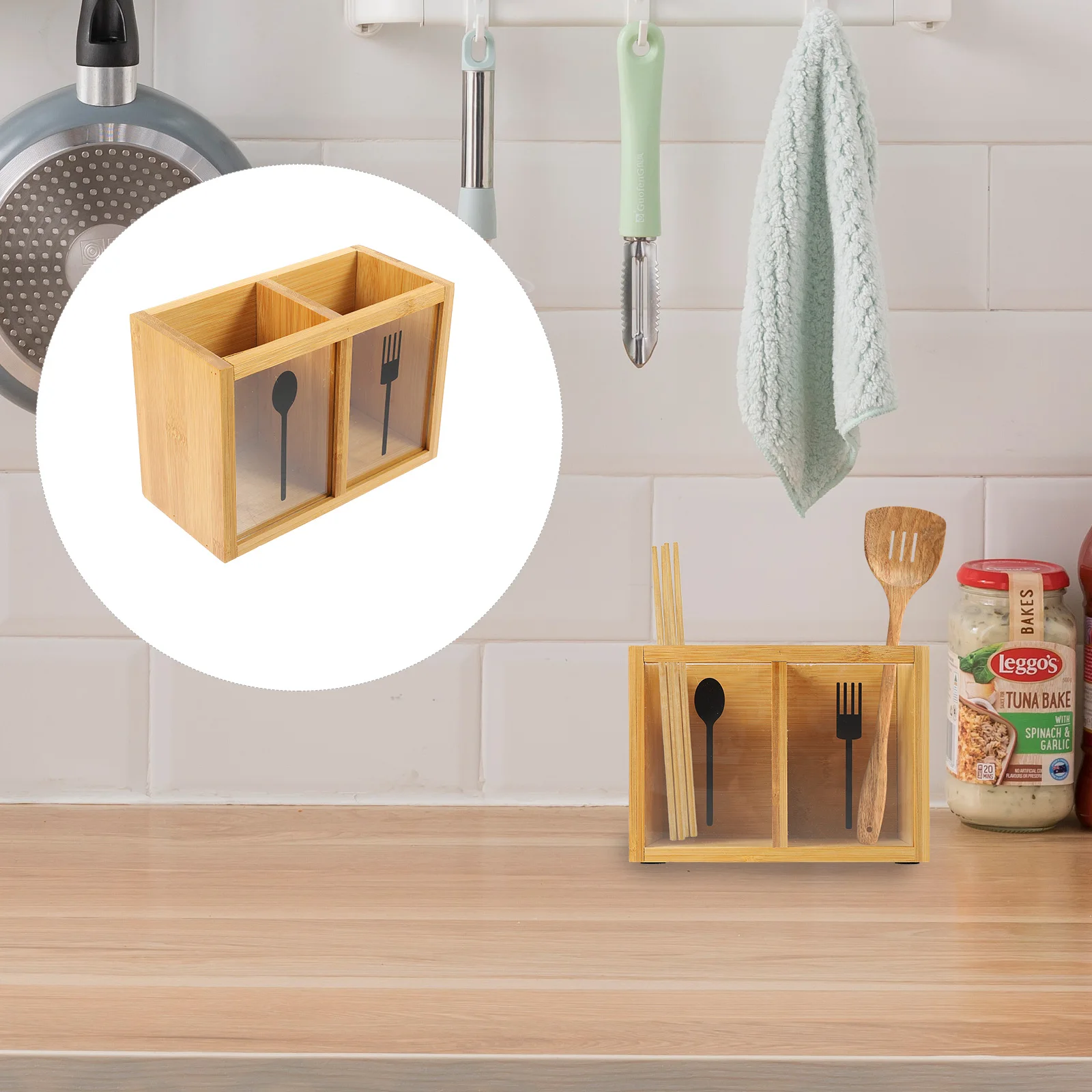 

Bamboo Chopsticks Holder Kitchen Utensils Storage ganizer Acrylic Tableware Container Cutlery Bucket Decorative Holder