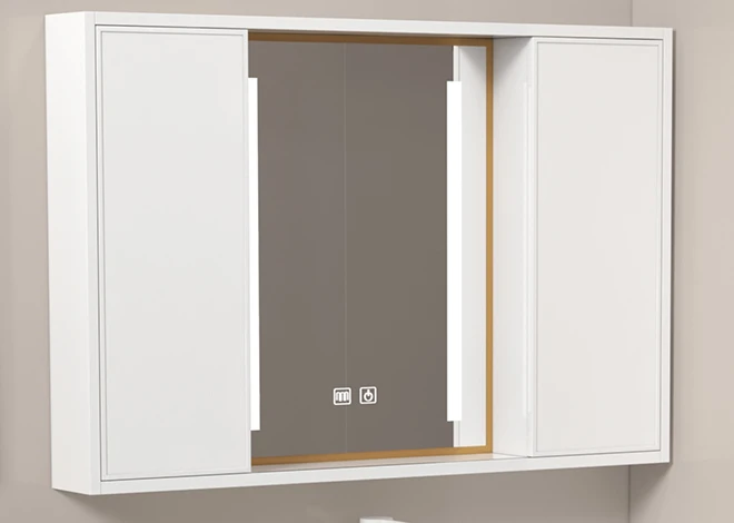 Space aluminum bathroom feng shui mirror cabinet hidden mirror toilet invisible sliding mirror box