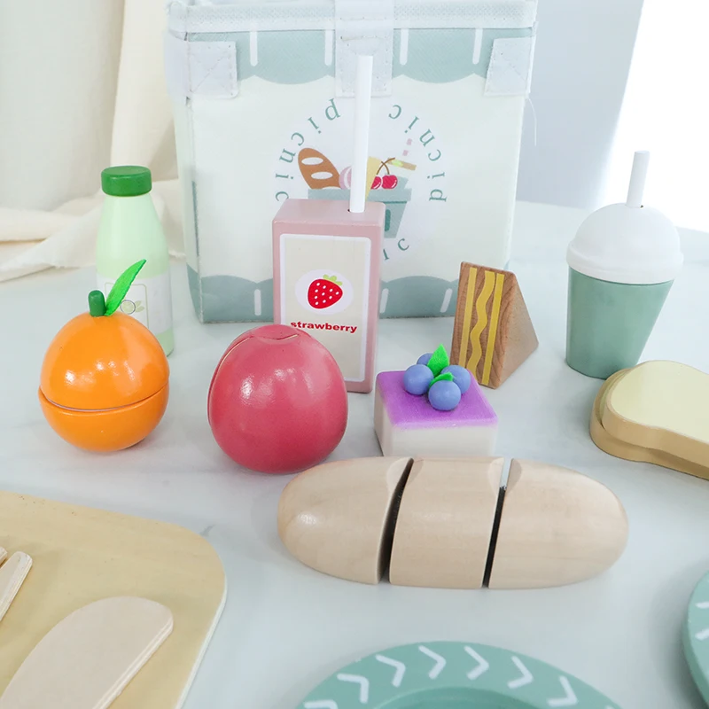 مجموعة ألعاب الأطفال لمحاكاة الأطفال ، والتعليم المبكر ، والألعاب التعليمية ، وألعاب لعب الأدوار ، والغذاء المحاكاة الخشبية #4