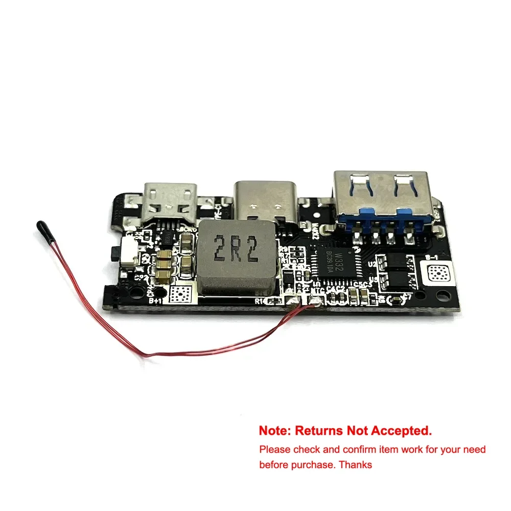 Max 18W DC5V-12V USB Type-c QC 3.0 Quick Charging Circuit Board Fast Charger Module for 3.7V 18650 Li-ion Battery DIY Power Bank