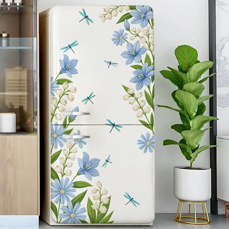 Romantic Floral Refrigerator Decoration Stickers Self-Adhesive Removable Decals for Home Kitchen Decor Housewarming Gifts