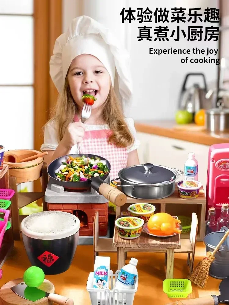 mini-kitchenette really cooks the whole set of cooking kitchenware authentic version of the girl