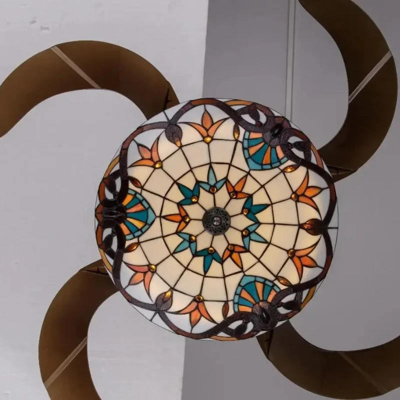 Ventilatore da soffitto moderno invisibile Luci Soggiorno Ristorante Cucina Camera da letto Illuminazione a LED Lampade a sospensione in vetro retrò mediterraneo