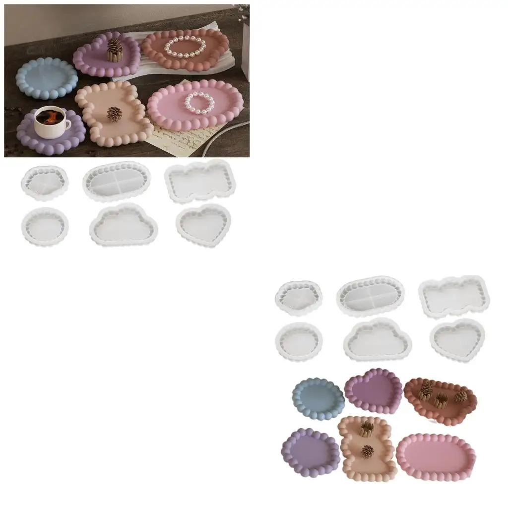 6pcs Silicone Molds for Cup Mat Jewelry Storage Tray Mould Epoxy Moulds