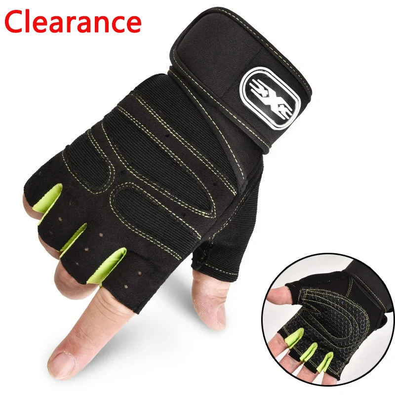 Clearance Gym Fitness Heavyweight Training Gloves Men Women Body Building Half Finger Non-Slip Gloves Wrist Weightlifting Sports