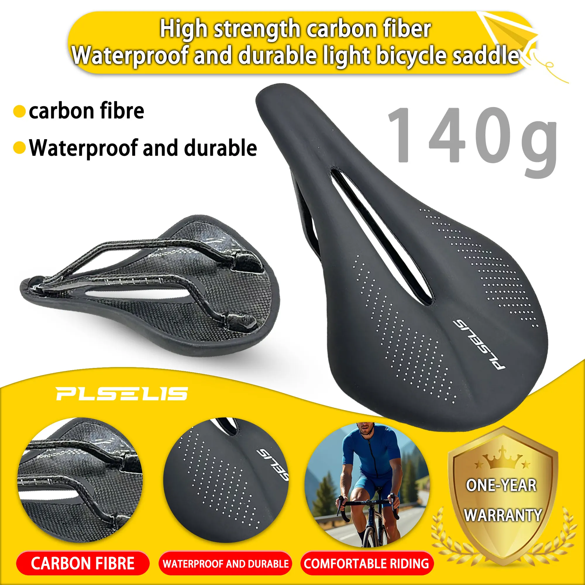 Сиденье для шоссейного велосипеда plselis из углеродного волокна, легкое полое дышащее седло, снаряжение для верховой езды, только вес 140 г