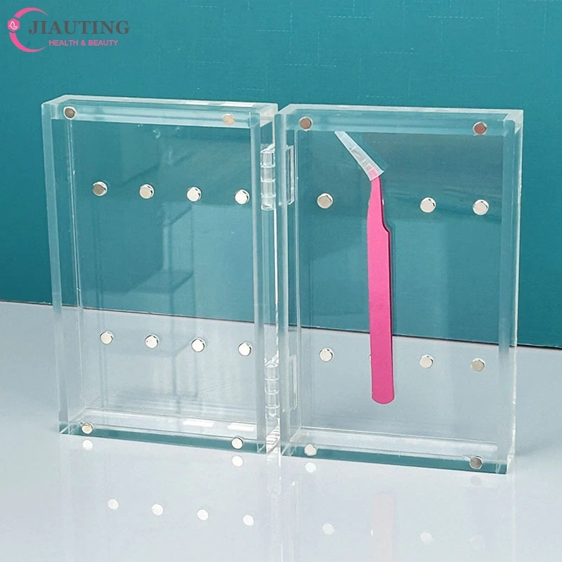 1*Eyelash Extension Tweezers Storage Box Tweezers Display Stand Organizer Case Acrylic Stand Holder Eyelash Extensions Supplies