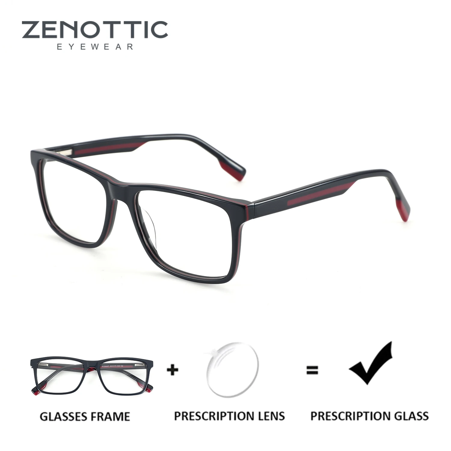 

ZENOTTIC Japanese Fashion Square Prescription Glasses Spring Leg Myopia Eyewear Handmade Acetate Optical Eyeglasses for Men