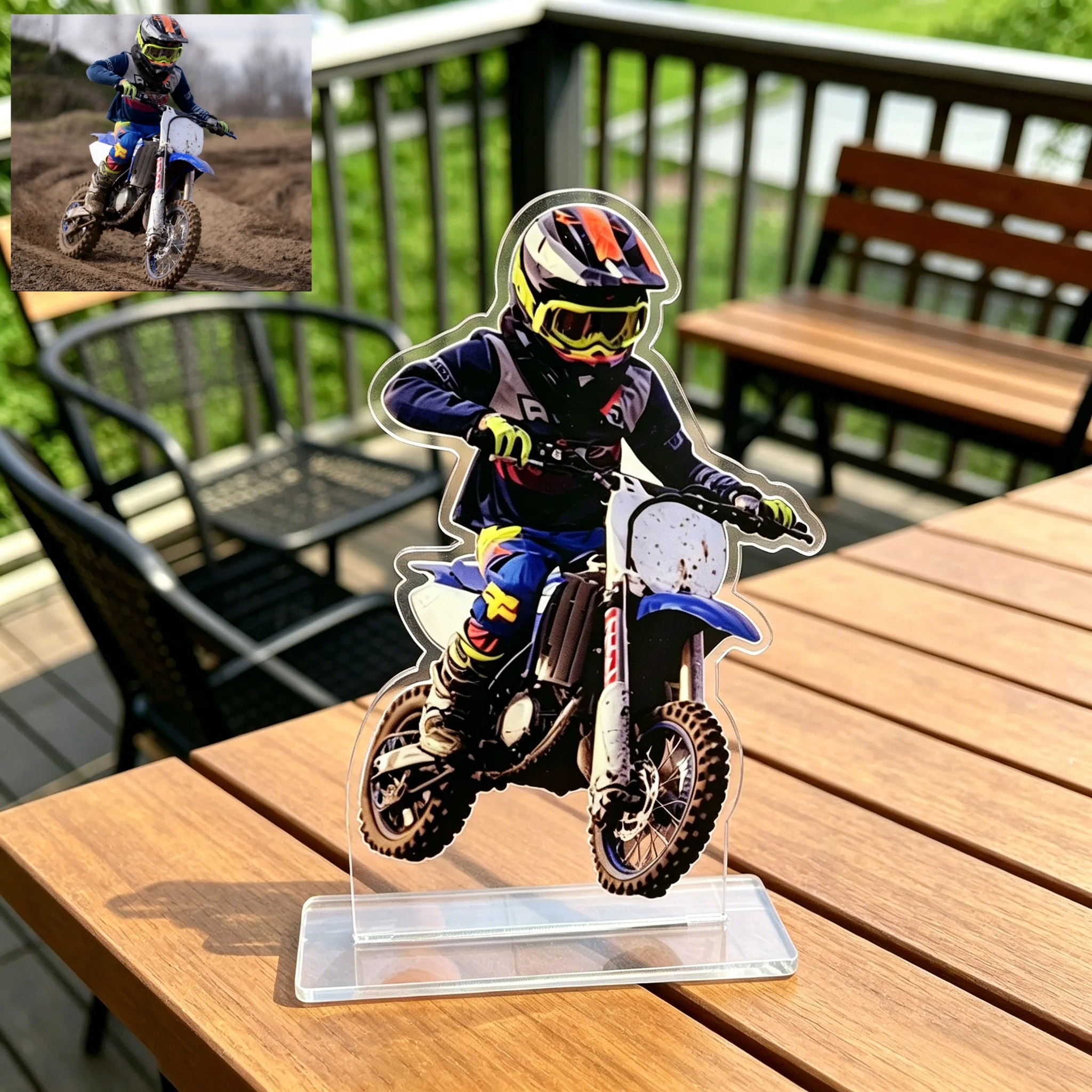 Custom Personalized Rider Photo Acrylic Standee Custom Image Tabletop Ornament Motorcycle Racing Fans Desktop Decoration Gift