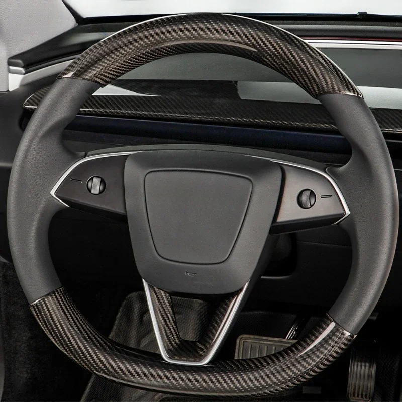 Steering Wheel Cover for Tesla Model 3+ Real Dry Carbon Fiber 3K 240G Handmade Steering Wheel Shell New Model3 Highland 2024