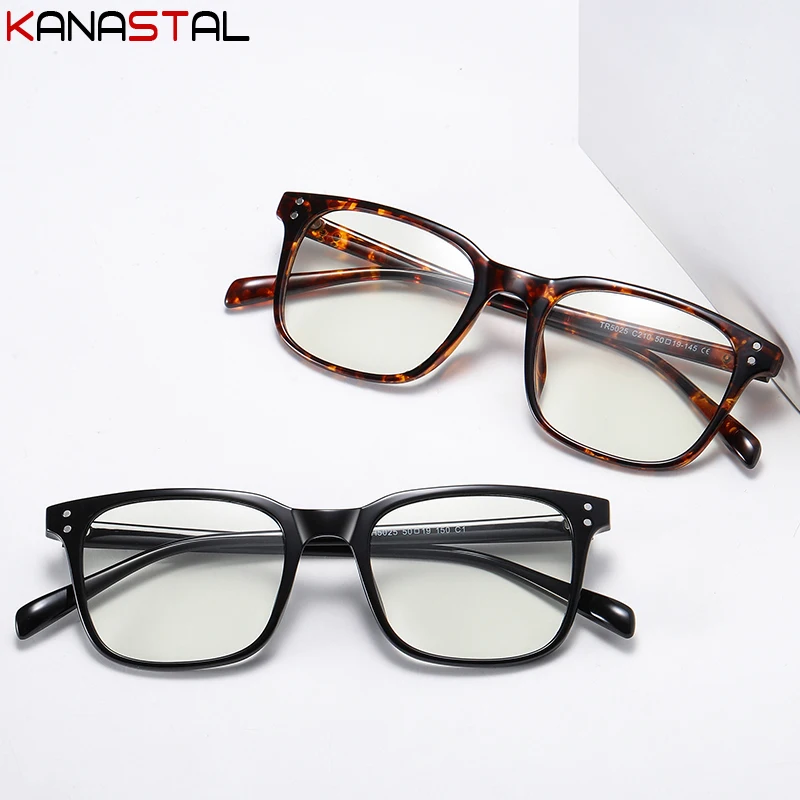 Men Photochromic Glasses Women Blue Light Blocking Lenses TR90 Eyeglasses Frame Computer Myopia Prescription Reading Eyewear