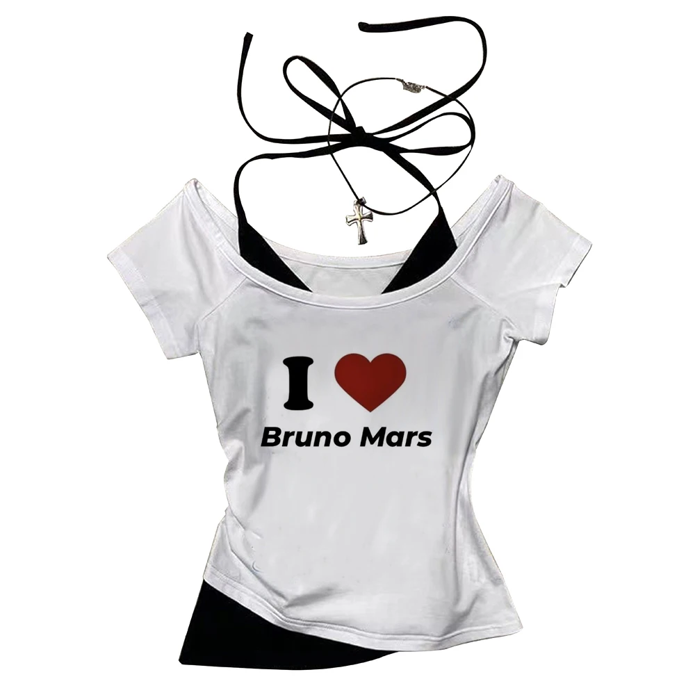 Bruno Mars cropped top female cutecore japan gyaru goth anime top tees clearance sales alternative  funny japanese