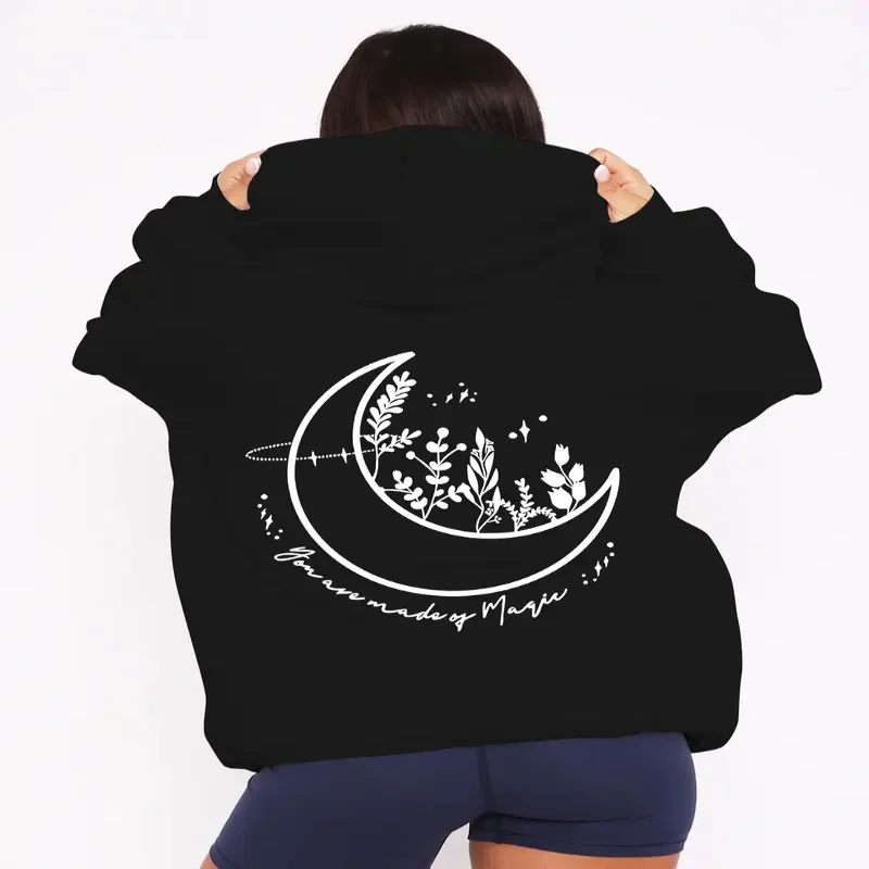 

Womens Hoodie Floral Moon Graphic Daily Wear Hooded Sweatshirt Print Warm Winter Fall Season Streetwear Pullover Outerwear