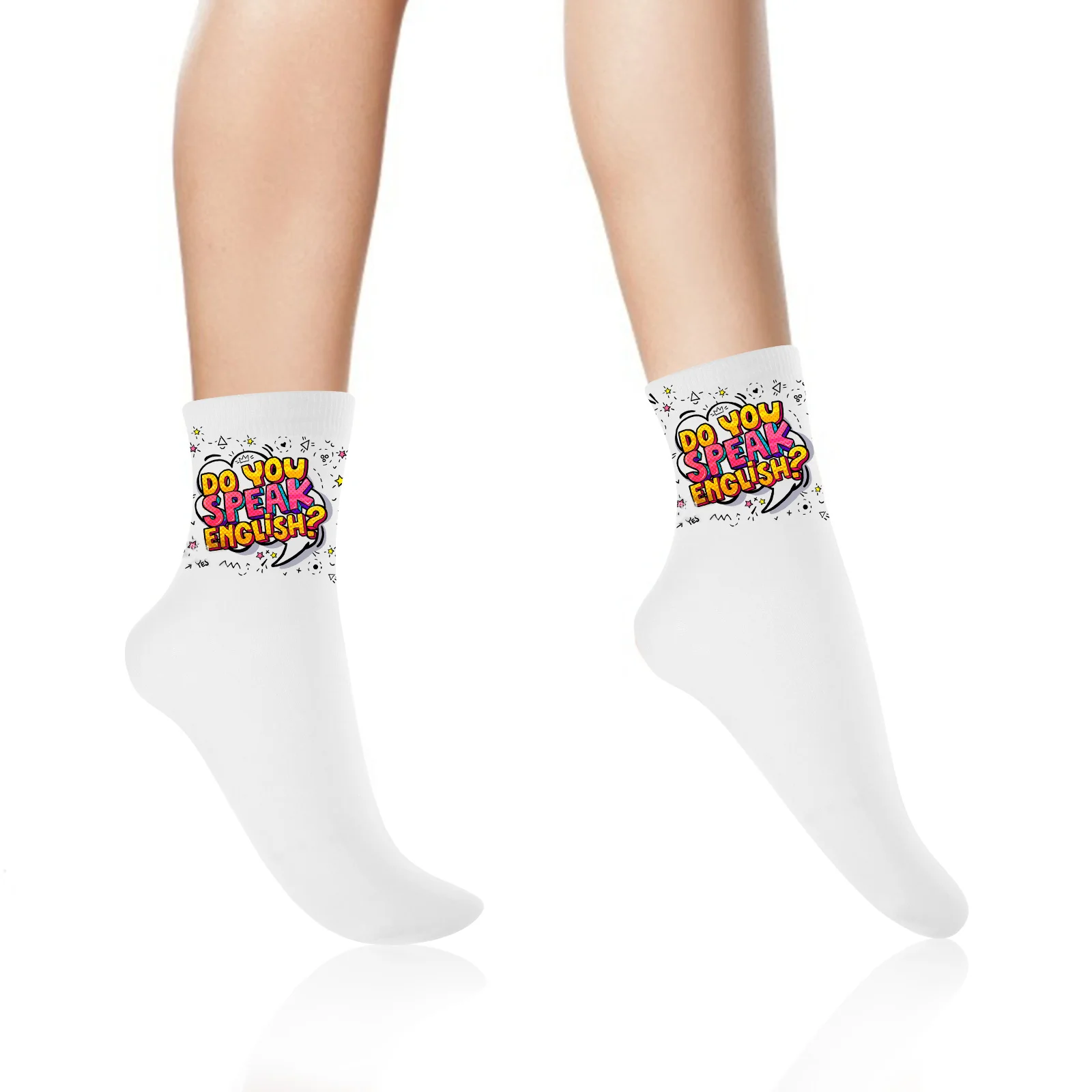 6 Pairs Sublimation Socks Elastic Double-sided Printing Hot Printable Blank Embryo White Straight