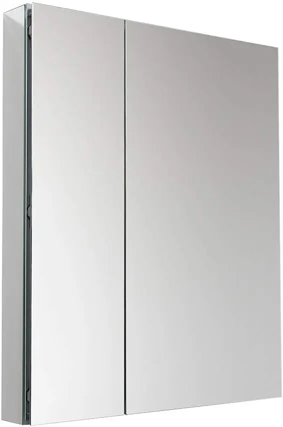 

Modern Bathroom Medicine Cabinet with Mirrors, Recessed or Wall Mount Installation 4 Adjustable Glass Shelves 2 Mirrored Doors