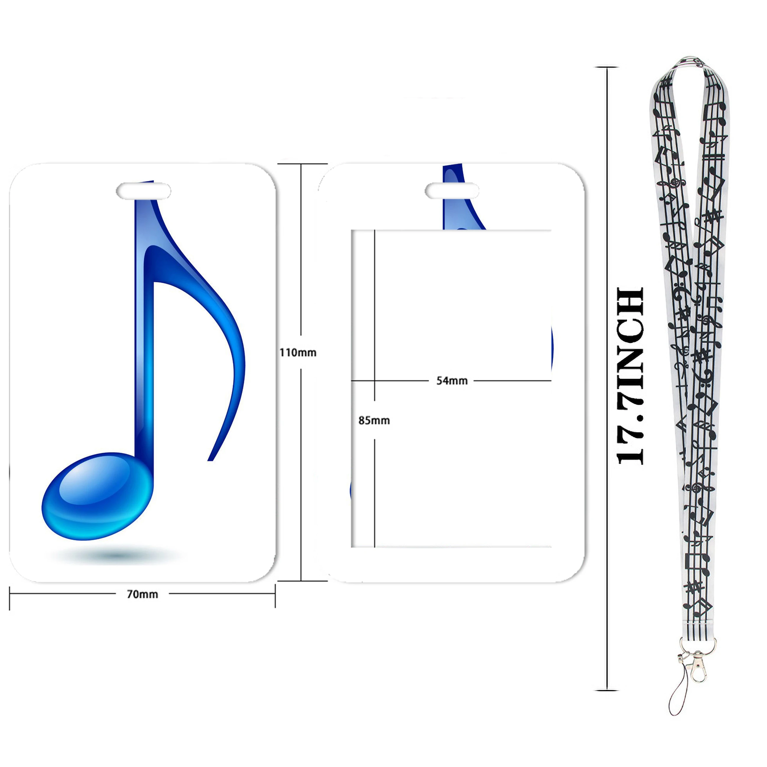 Beautiful and Beautiful Music Notes Series Card Set Student Transfer Card Campus Meal Card Hard Cover Keychain Rope Buckle 3