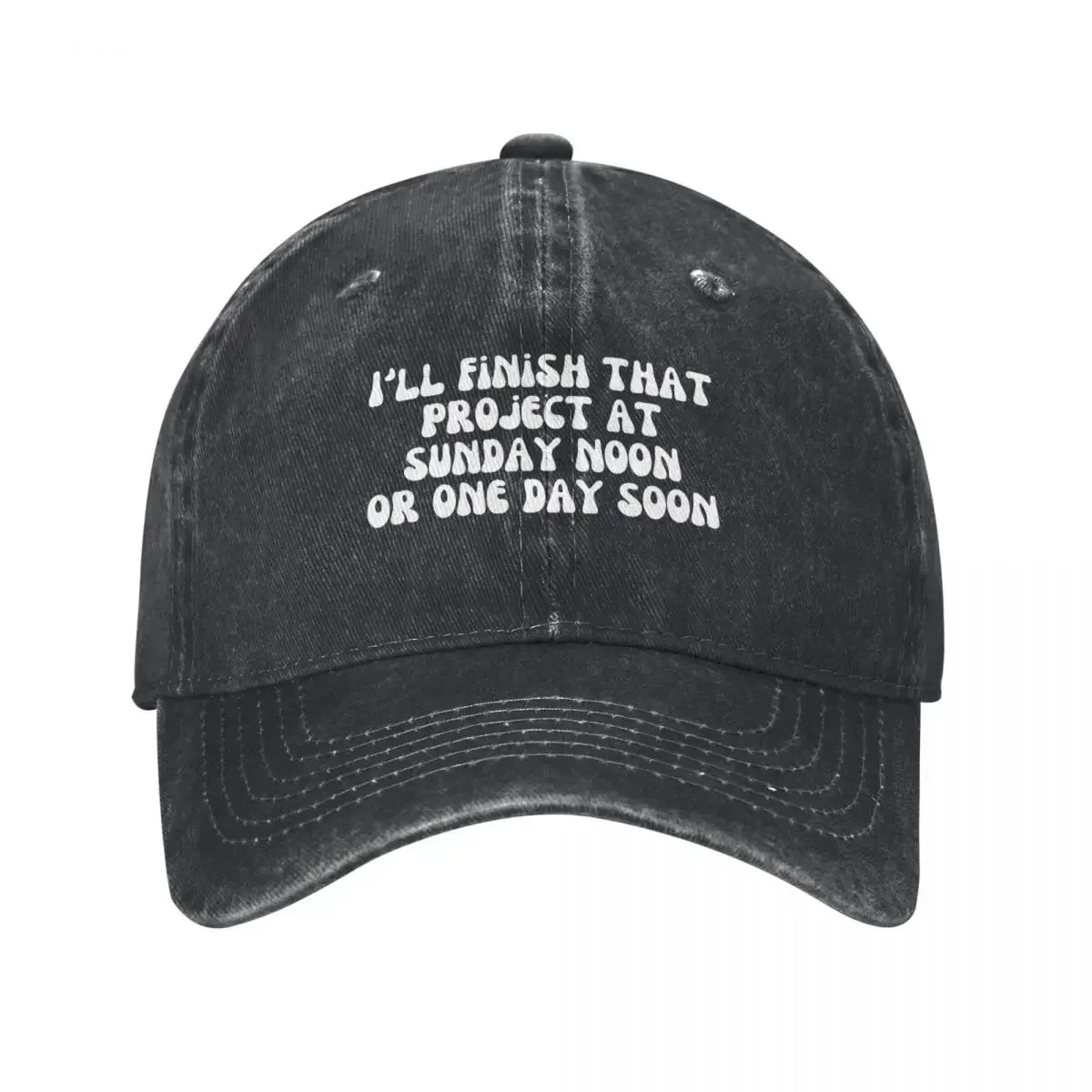 I will finish that project at Sunday noon or one day soon. [Vintage sayings from 1950s] Baseball Cap black Boy Child Women's