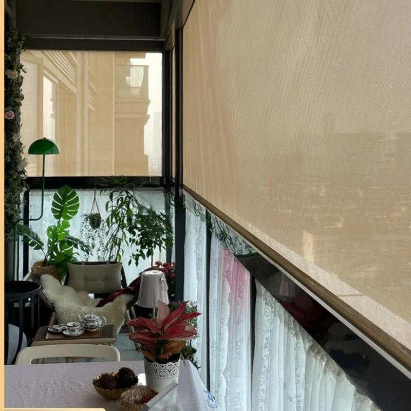 

High Quality Luxury Waterproof Windproof Flame Retardant UV Resistant Electric Roller Curtain Outdoor Window Blinds For Patio