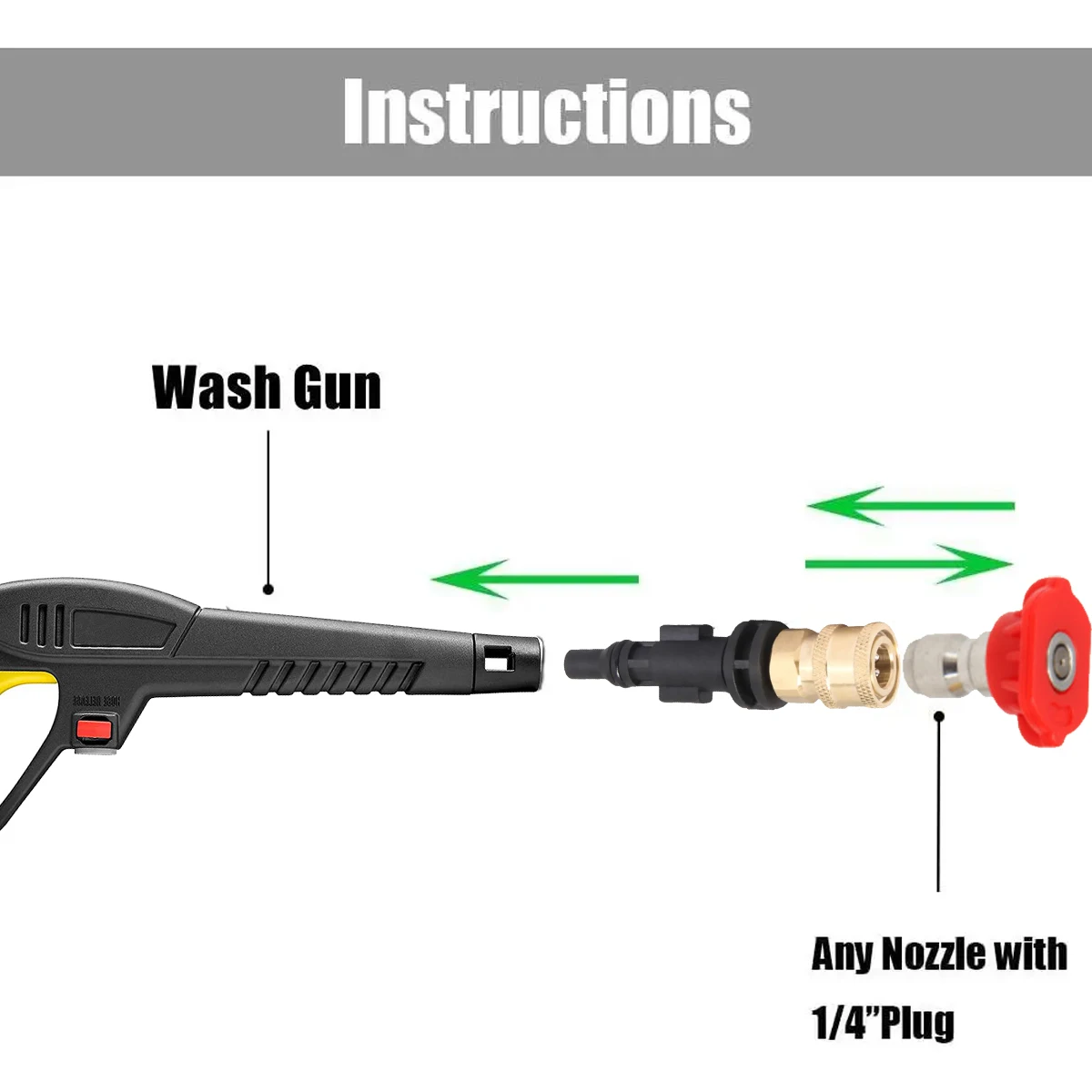 4000 PSI Wash Gun Adaptor For Lavor Sterwins Parkside PHD To Quick Connect 1/4