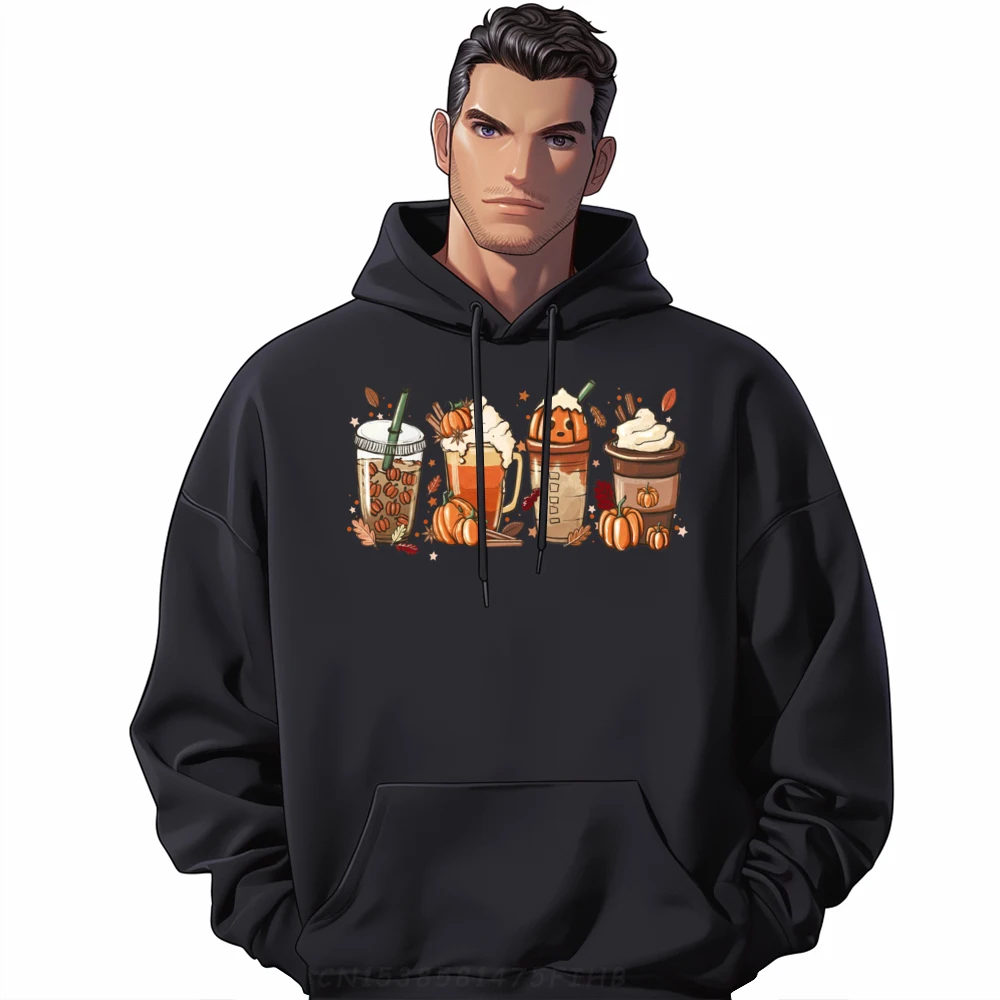 Pumpkin Spice Latte Fall Coffee Pumpkin Thanksgiving Men's Sweatshirts Polyester Gifts For Men Camisetas Hombre Thanksgiving