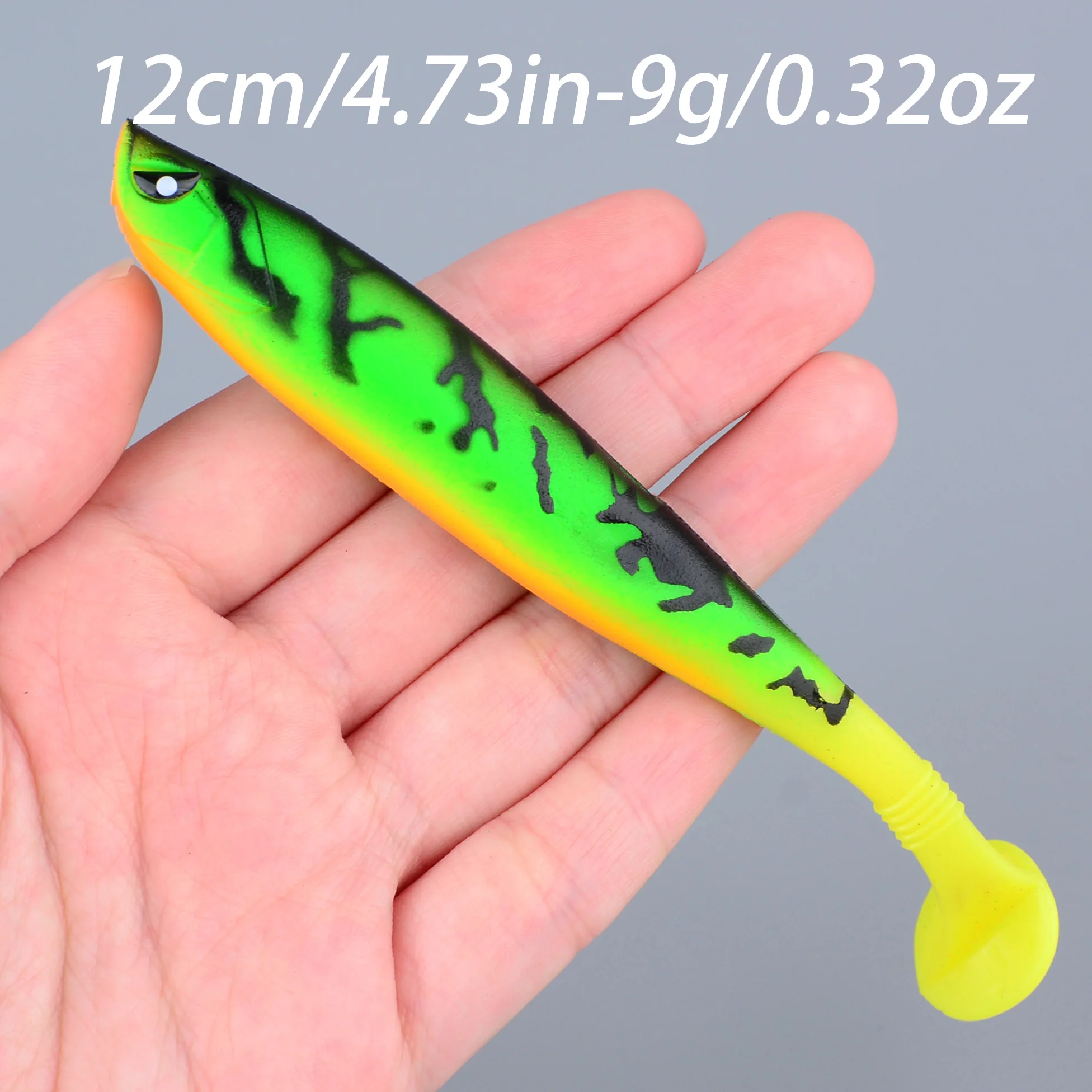 1 Stück Hechtangelköder Pig Shad 12cm 9g mit Farbdruck, Paddelschwanz-Shad aus Silikon, natürlicher Köder für Musky-Fische und Karpfenangeln – Detail 6