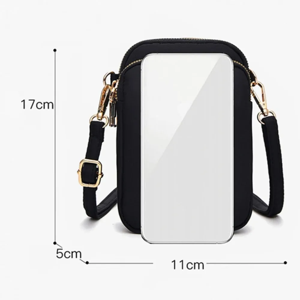 Women Mini Bag Crossbody Zipper Shoulder Bags Mobile Phone Purse Vertical Multifunctional Wallet Black Walking Crossbody Bags