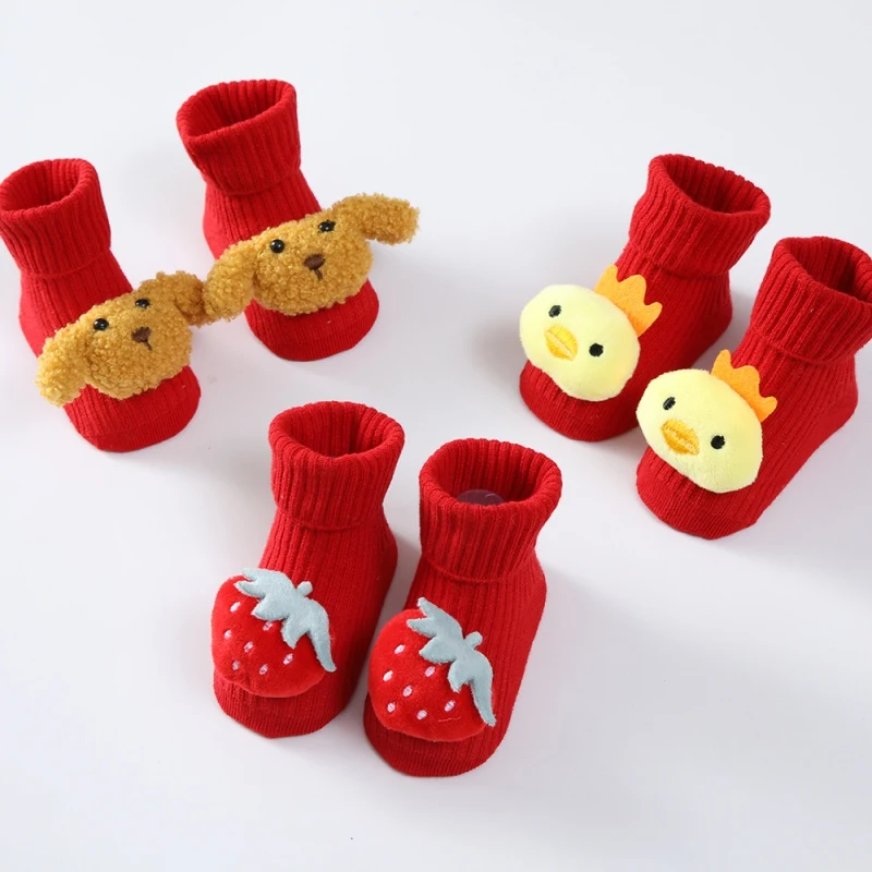 Baby Soft Floor Socks Winter Newborn Cute 3D Cartoon Socks Thick Warm Anti Slip Stocking Toddler Kids Soft Cotton Foot Warmers