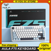 Aula F75 Mechanical Keyboard Three Mode 2.4g Wireless Bluetooth Wired 80 Key Gasket Structure Rgb Hot Swap Pc Gaming Keyboard