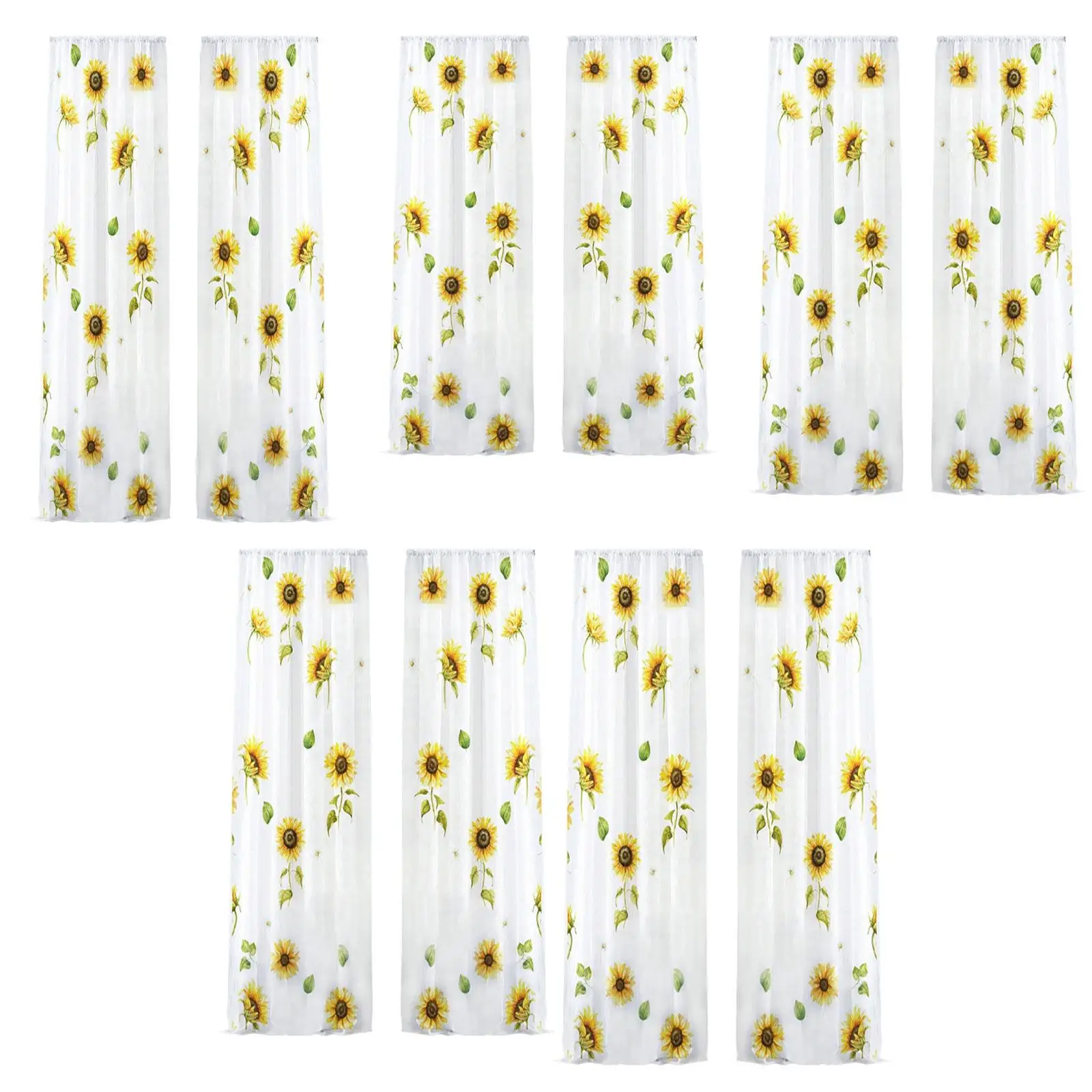 

Sunflowers Digital Printing Sheer Curtain Easily Install and Slide Versatile Machine Washable Privacy Drapes for Room Decoration