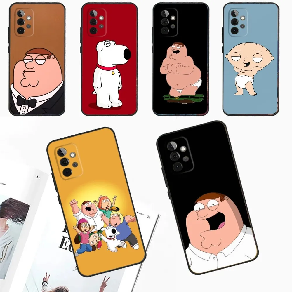 Family P-PeterS G-Guy Phone Case For Samsung Galaxy A13,A21s,A22,A31,A32,A52,A53,A71,A80,A91 Soft Black Phone Cover