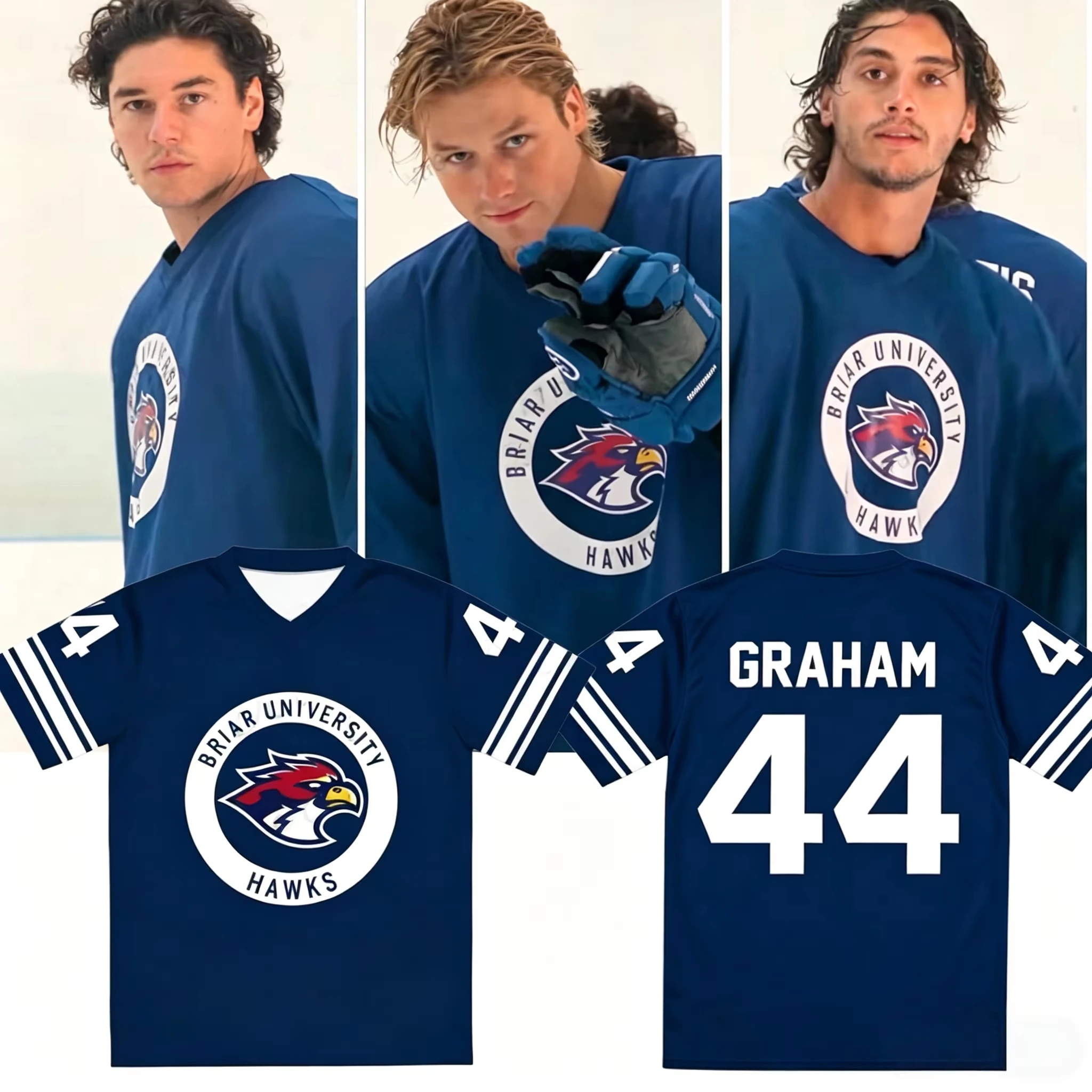 Off Campus Briar University Hawks Hockey Jersey Garrett Graham T-Shirt Summer Casual Tee Unisex Streetwear Sports Top Fan Merch