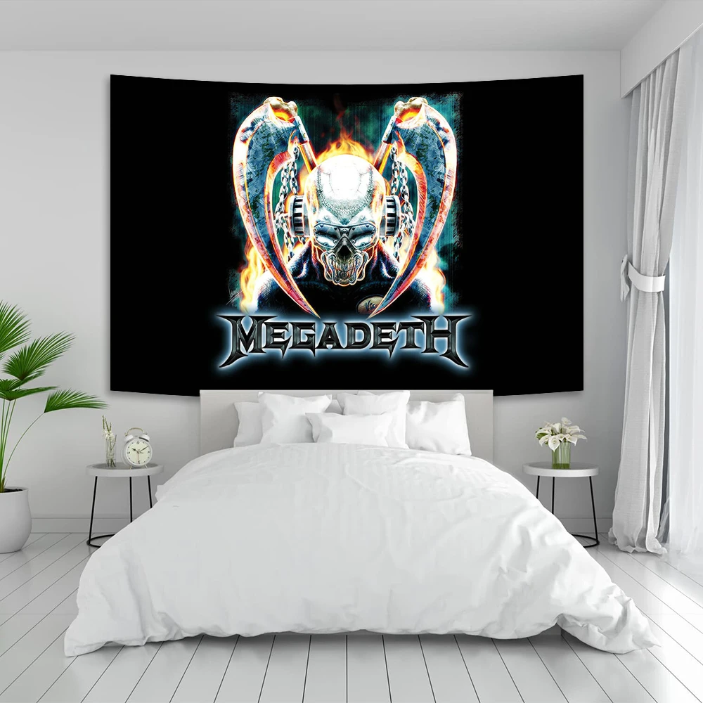 Megadeths Band Tapestry Bar Garden Posters Room Decoration Boho Cafe Decor Tapestries Fabric Tapestry For Wall