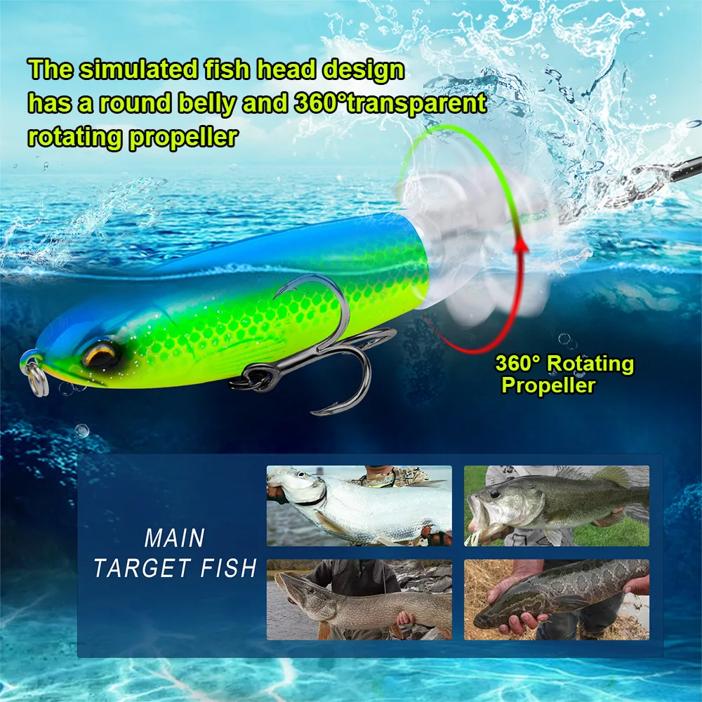 1PCS Popper Fishing Lure 13g/15g/35g Crankbaits Lures Artificial Bait for Fishing Rotating Tail Topwater Wobblers for Pike