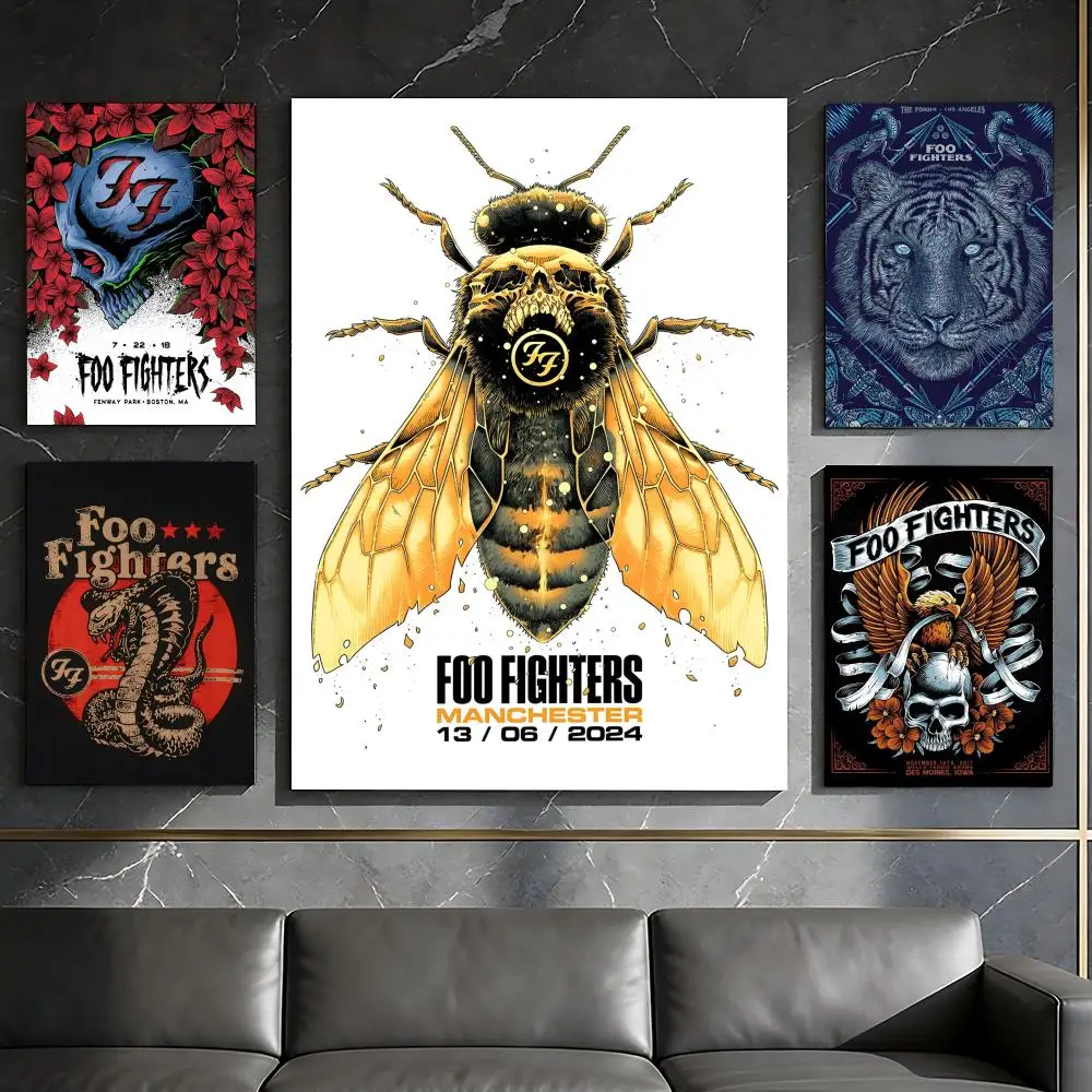 F-Foo F-Fighters Band Poster Waterproof Peel & Stick Wall Sticker Self Adhesive Art Decor For Living Room Bedroom