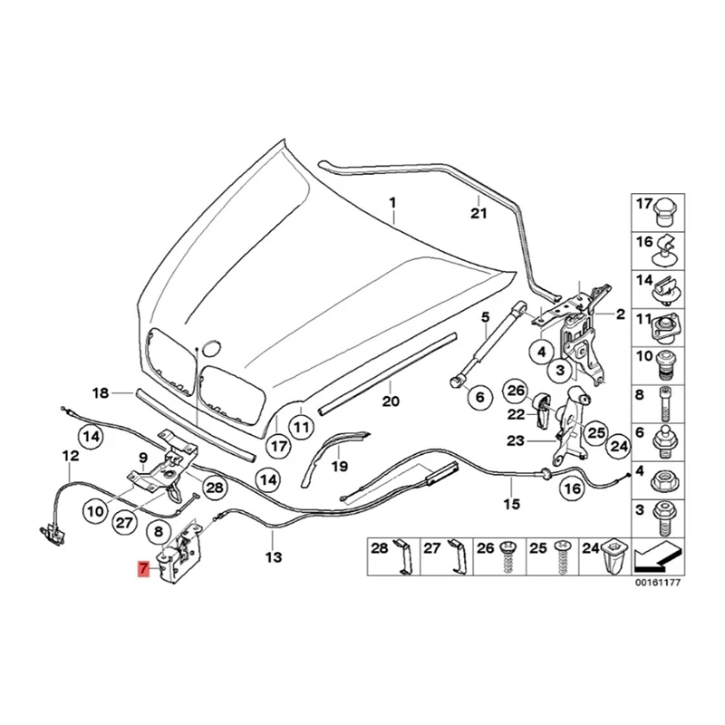 

Car Front Hood Lock Latch Safety Catch Parts 51237178753 For BMW E70 X5 E71 E72 X6 2008-2014 Lock Cylinder Cover Bonnet Holder