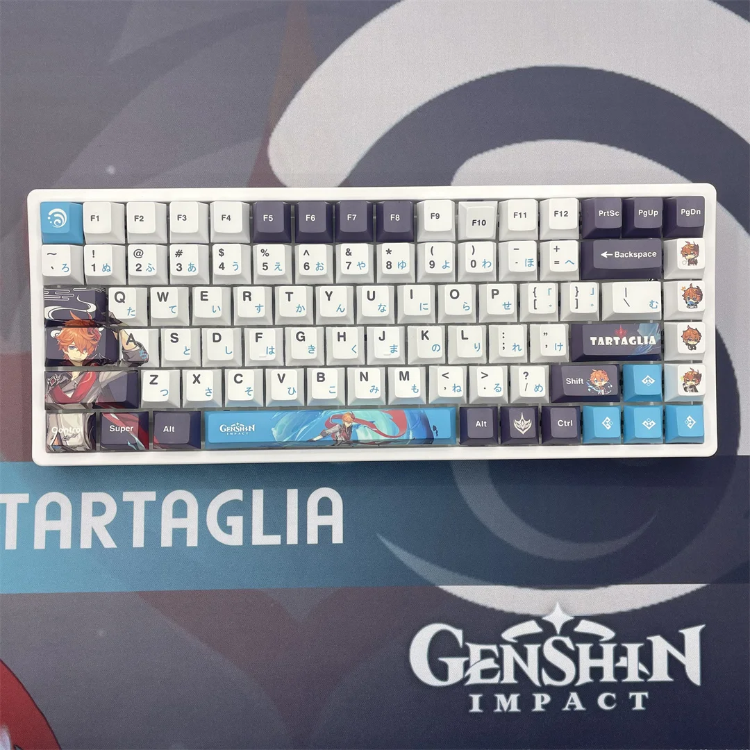 

128 keys genshin impact Tartaglia game PBT Keycaps Cherry Profile Personalized Keycap For MX Switch Mechanical Keyboard