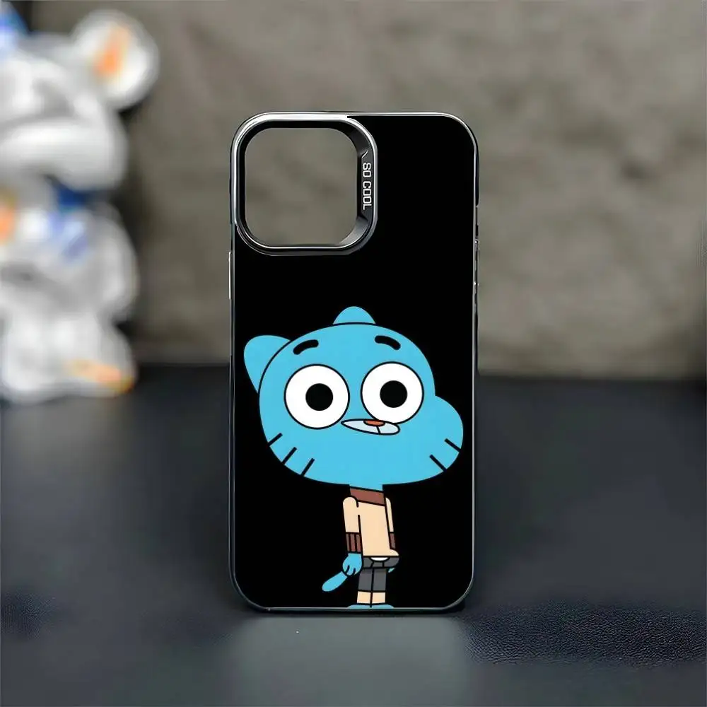 漫画A-アメイジングW-ワールドG-ガムボール iPhone17、16、15、14、13、12、11 Plus、Pro Max用スマホケース ブラックマット耐衝撃カバー