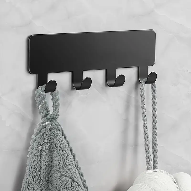 1/2pcs 4 Hooks Wall Mounted Rack No Punching Multi-functional Storage Hooks Self Adhesive Key Holder Home Organization