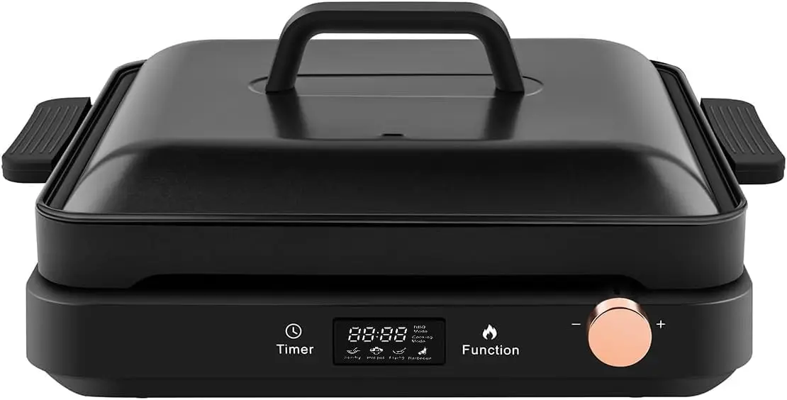 Induction Cooktop with Removable Grill Plate, 1200W 12 Power levels Adjustment High Efficiency Electric Countertop Portable Heat