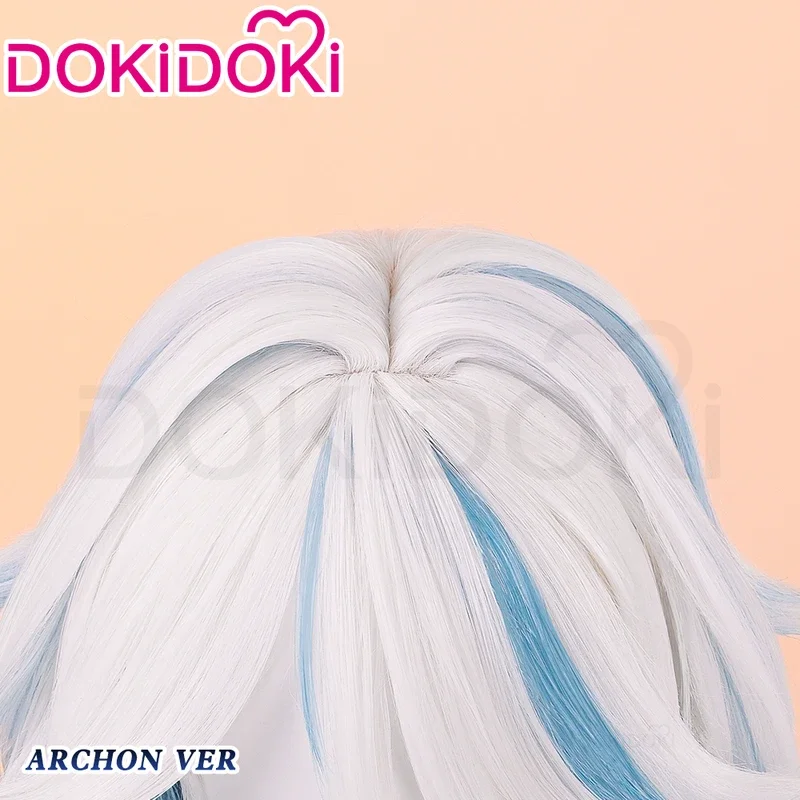 Focalors-Perruque de jeu Genshin Impact, DokiDoki Fontaine Hydro God Archon, cheveux longs bleus pour femmes, 100cm, en stock