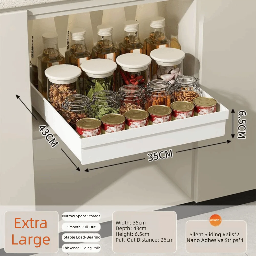 

Выдвижной органайзер из АБС-пластика большой емкости, противоскользящая выдвижная корзина-полка, ящик для хранения мисок, легко устанавливается, для кухни