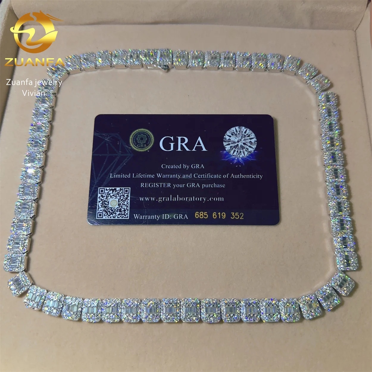GRA Certificate 9MM Sterling Silver 925 Hip Hop Jewelry Hip Hop VVS Moissanite Cuban Link Cuban Link Chain Moissanite Diamond.