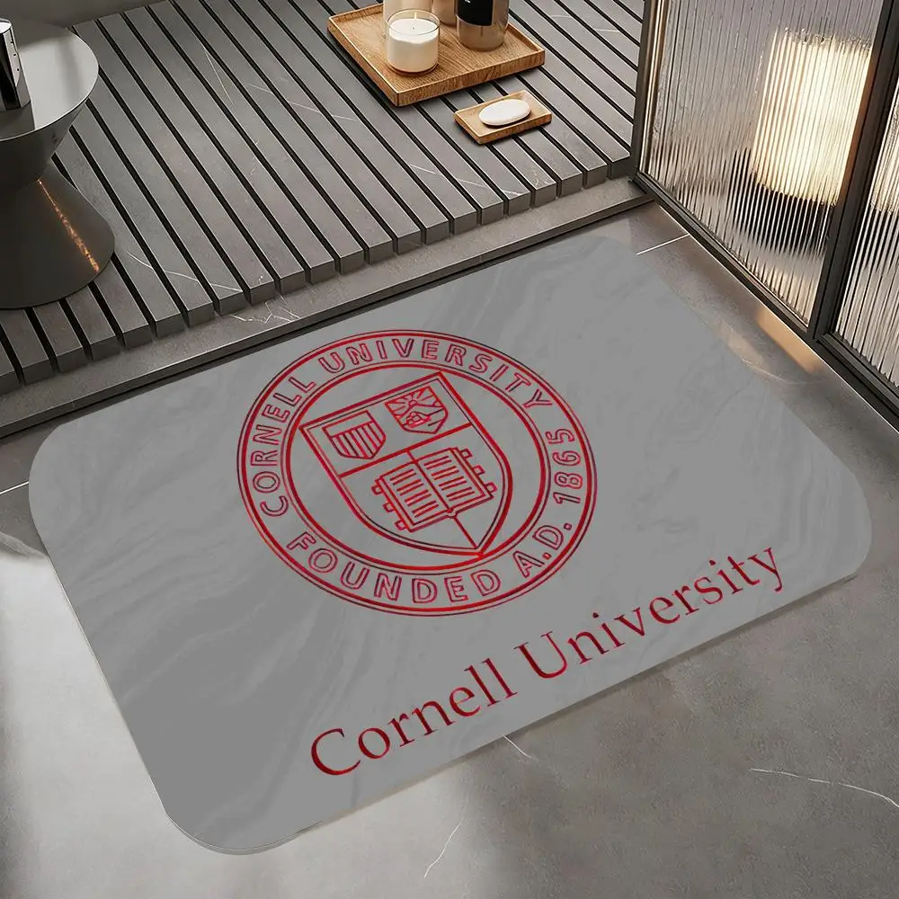 University C-Cornell University Floor Mat Diatomite Bath Mat, Quick Dry Absorbent Non-Slip Door Mat
